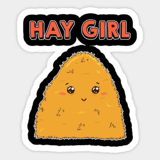 Cute & Funny Hay Girl Bale Of Hay Pun Pickup Line Sticker